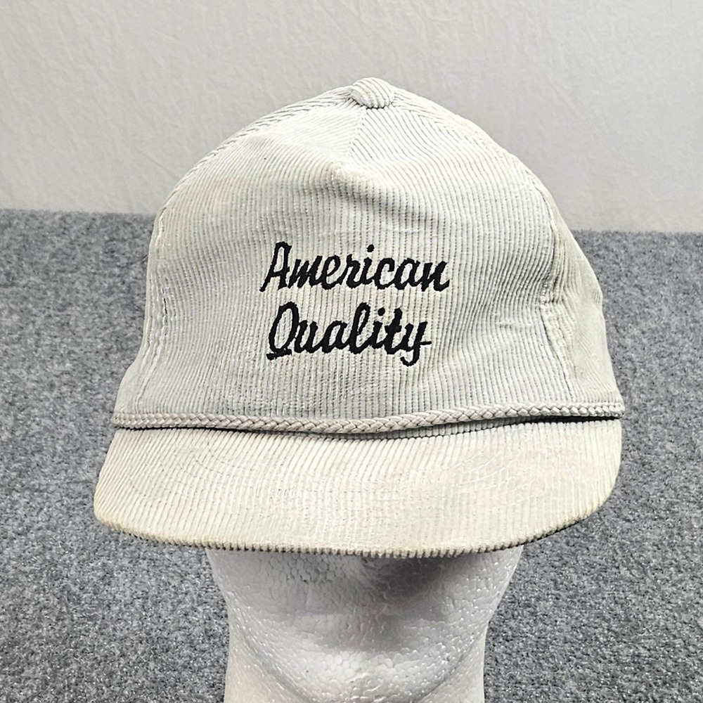 Vintage American Quality Corduroy Hat Gray Patina Advon Inc Snapback Rope 80s